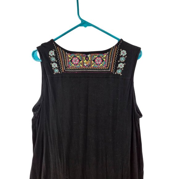 Adore Women's Sleeveless Mini Shift Dress Black Emboardary Size XL Boho Casual - Picture 5 of 6